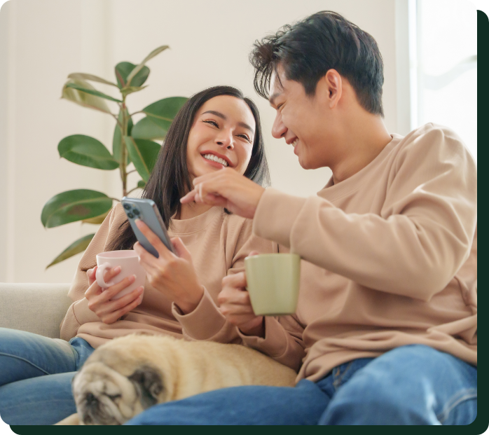 couple client sofa content